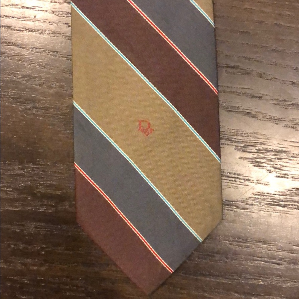 Christian Dior Tie 95%polyester -5%Silk - Picture 2 of 2